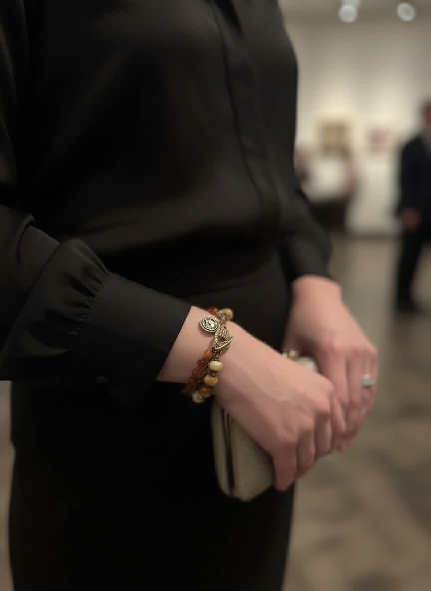 Wild & Rooted Triple Strand Gemstone Bracelet – Dyed Agate, Fire Agate & Mixed Metals