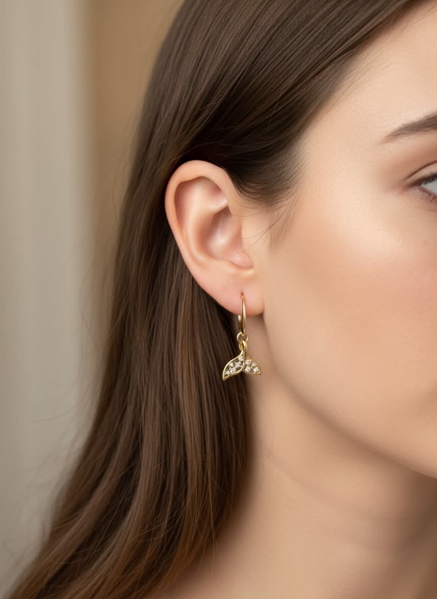 🐋 Whale Tail 18K Gold-Plated Drop Earrings