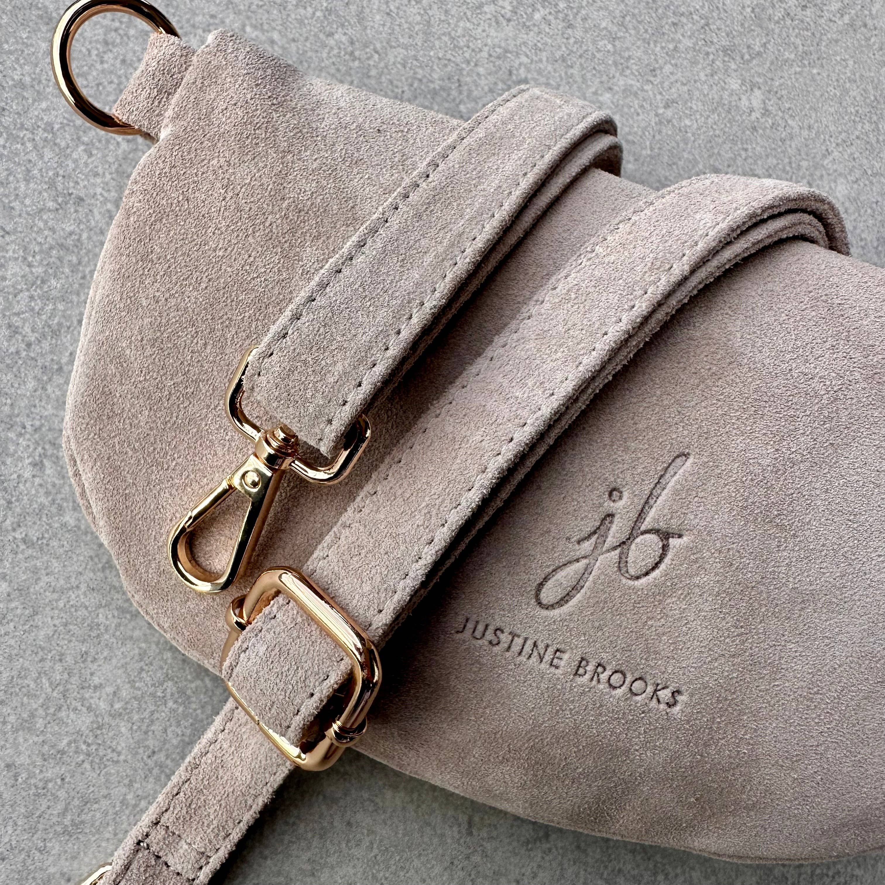 CROSSBODY BAG - IVORY DRIFT - Suede & Printed Wide Strap (Handmade)
