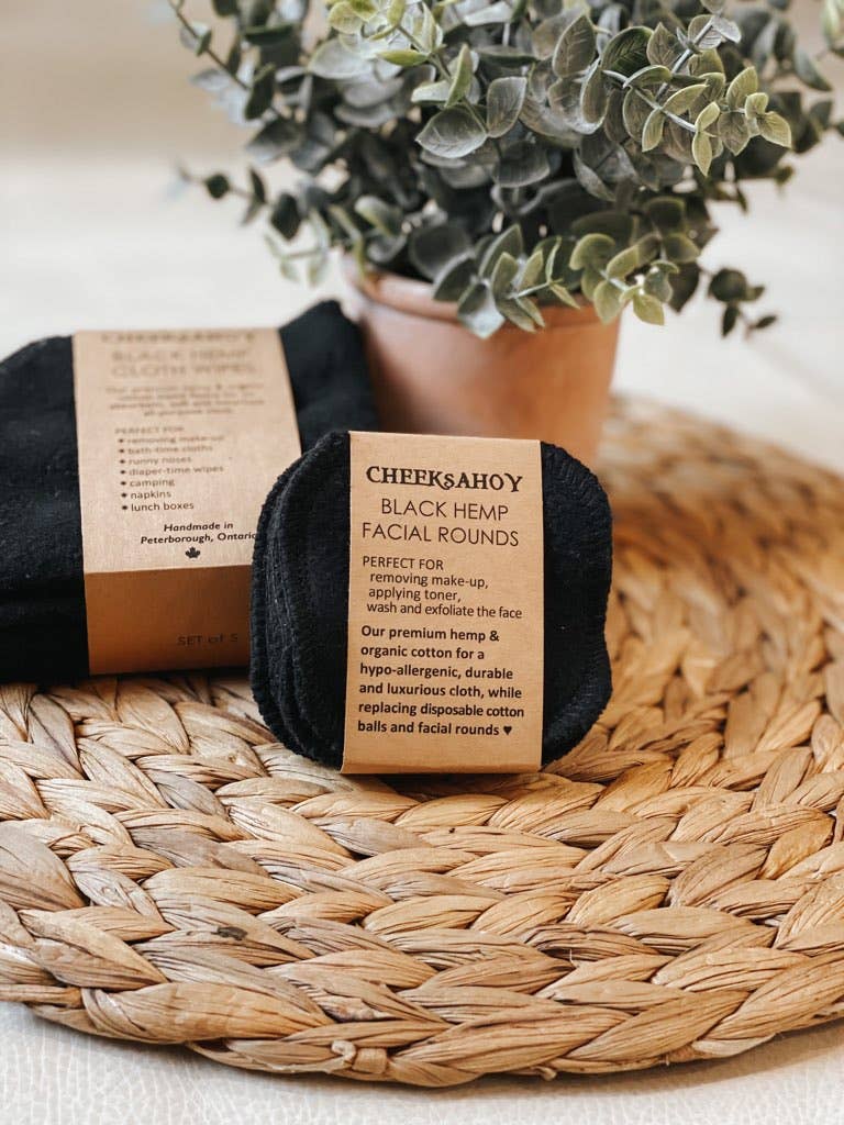 "NEW" FACIAL ROUNDS - Reusable Black Hemp  – Set of 6