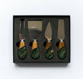 "Jade" Christmas Inspired - Resin-Accented 4-Piece Cheese Knife Set
