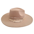 COWBOY | RANCHER HAT - Fedora Women's Wide Brim + Engraved Leather Feather Band