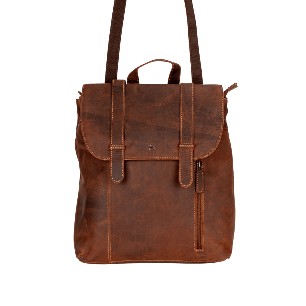 Vintage Full-Grain Leather Backpack (Handcrafted) - Brown
