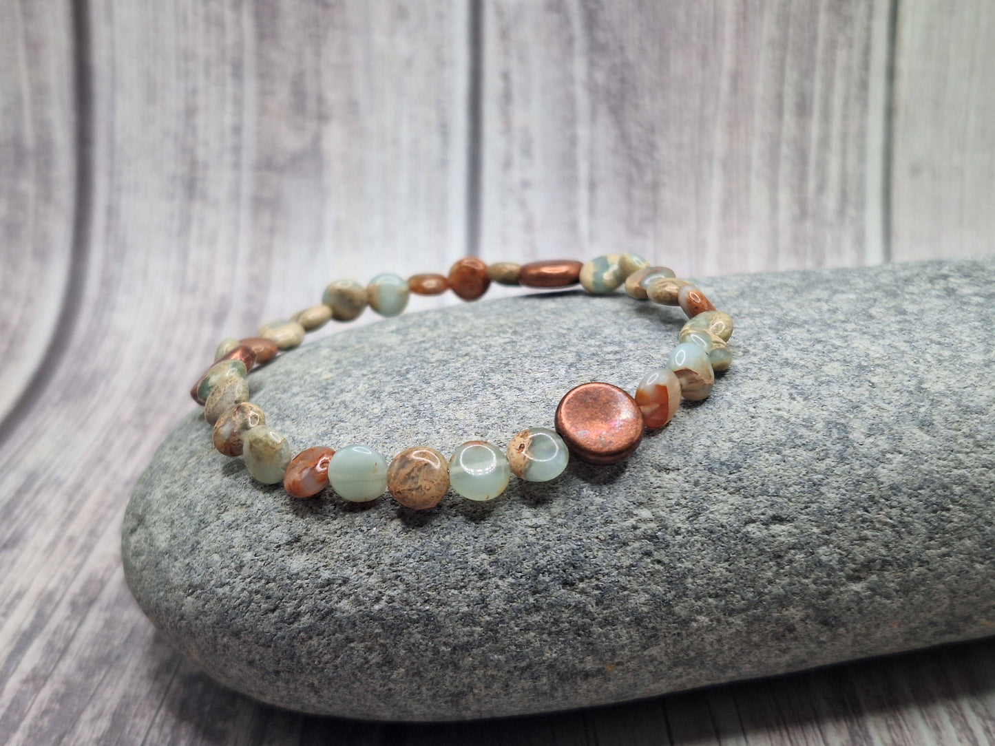 "NEW" BRACELET - Aqua Terra Jasper with Antique Copper Accents