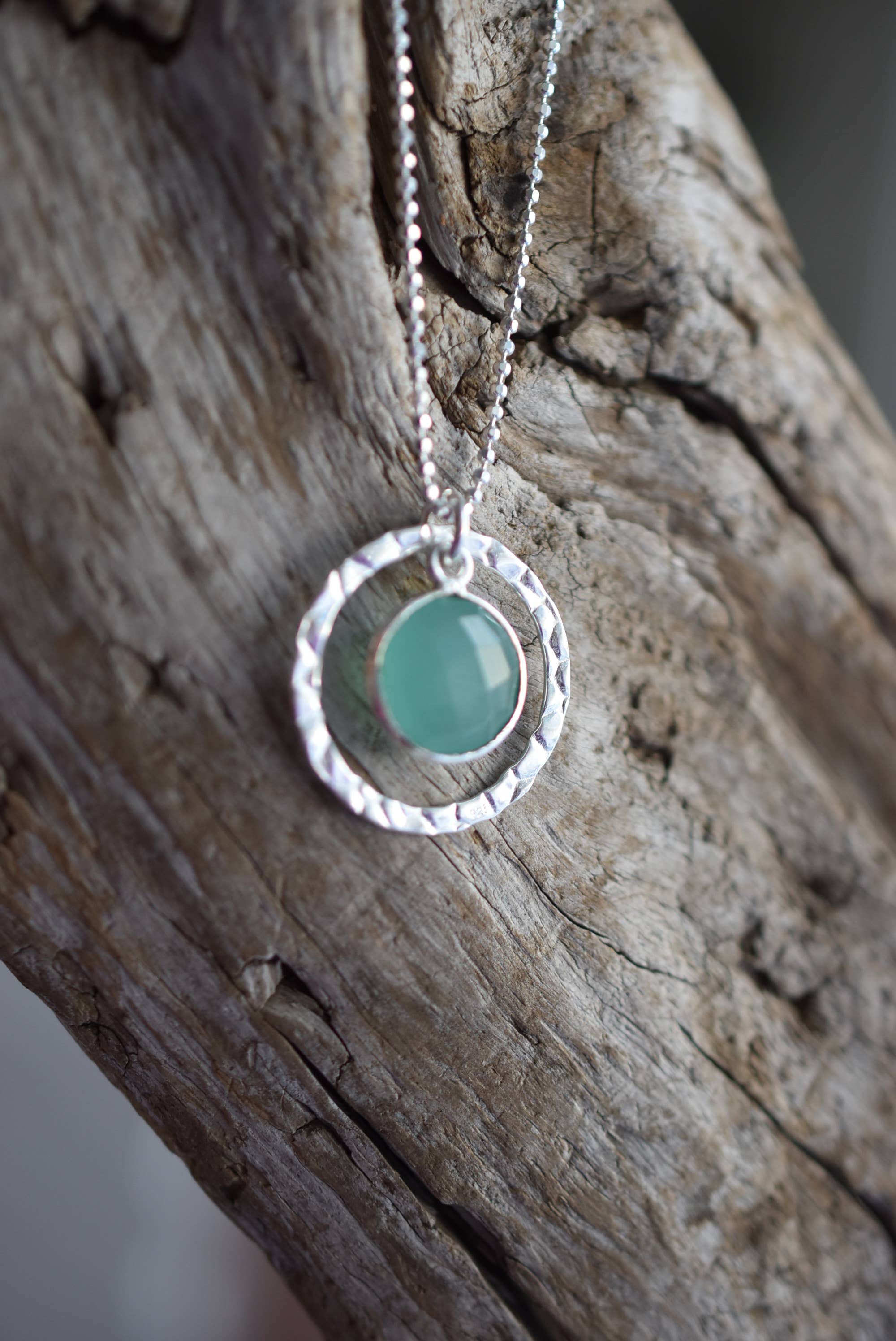 NECKLACE - Aqua Chalcedony Sterling Silver – Soft, Coastal Elegance