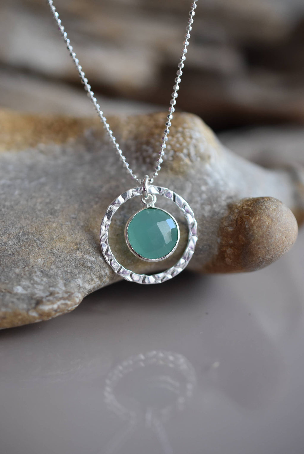 NECKLACE - Aqua Chalcedony Sterling Silver – Soft, Coastal Elegance