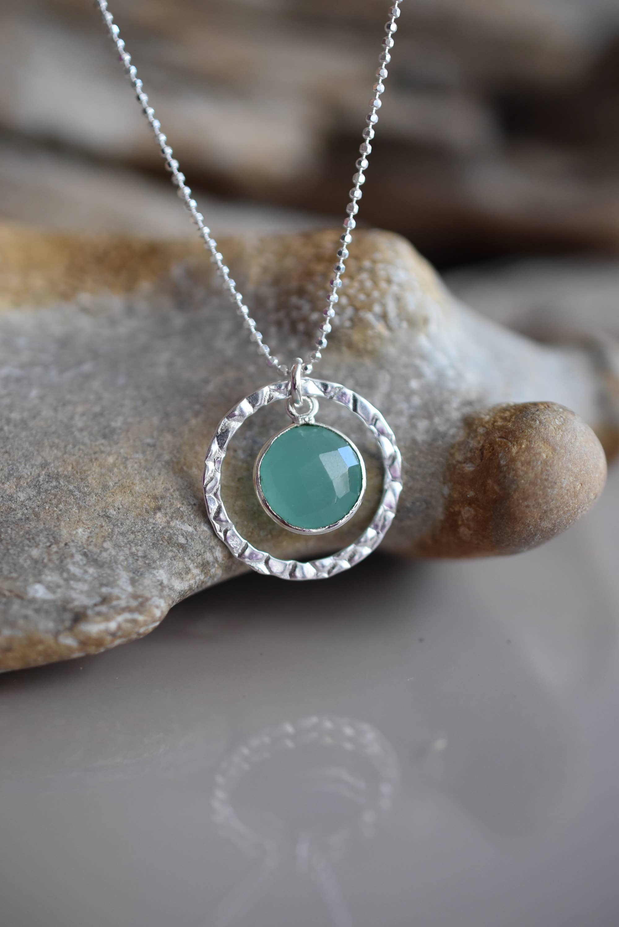 NECKLACE - Aqua Chalcedony Sterling Silver – Soft, Coastal Elegance