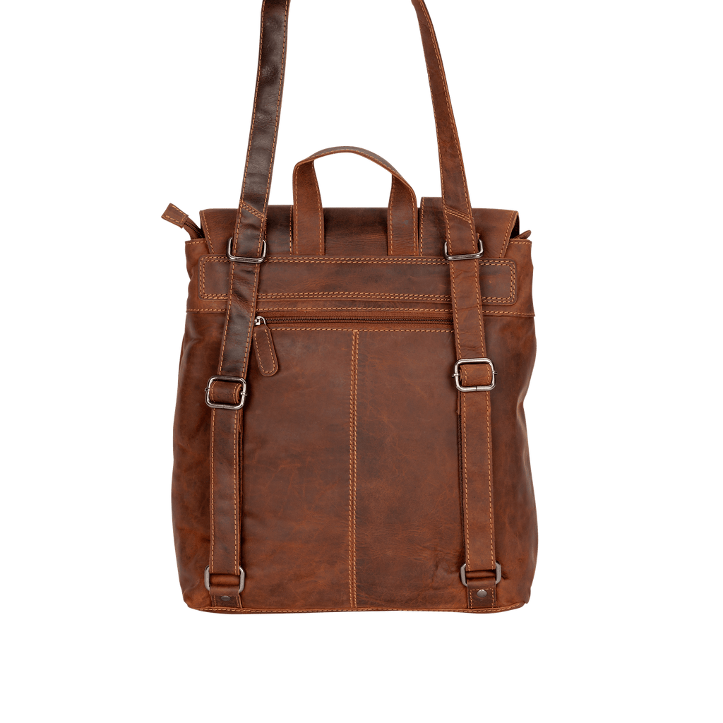 Vintage Full-Grain Leather Backpack (Handcrafted) - Brown