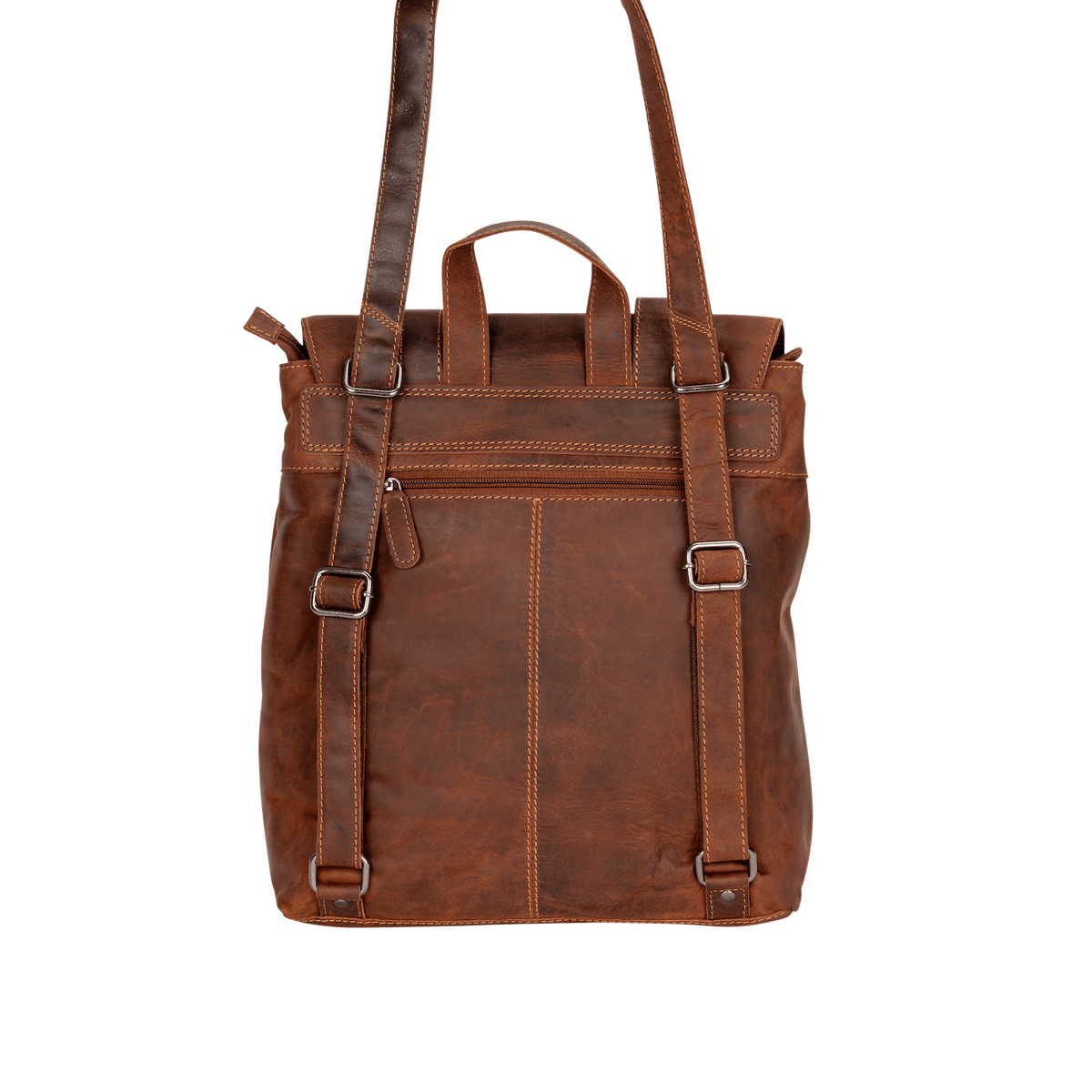 Vintage Full-Grain Leather Backpack (Handcrafted) - Brown