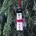 ORNAMENT - CHRISTMAS - HAND-CUTE INFUSED GLASS - White Snowman