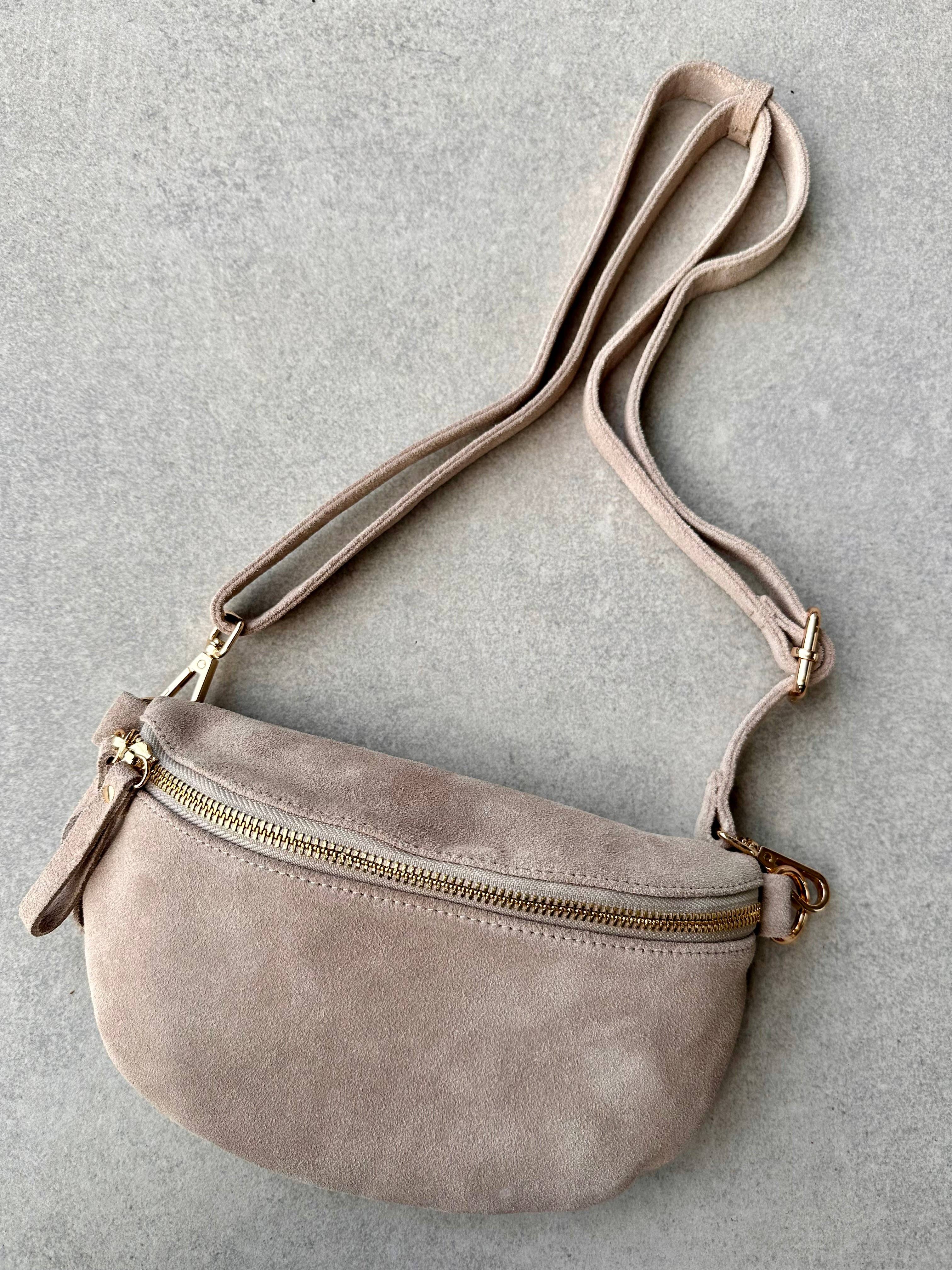 CROSSBODY BAG - IVORY DRIFT - Suede & Printed Wide Strap (Handmade)