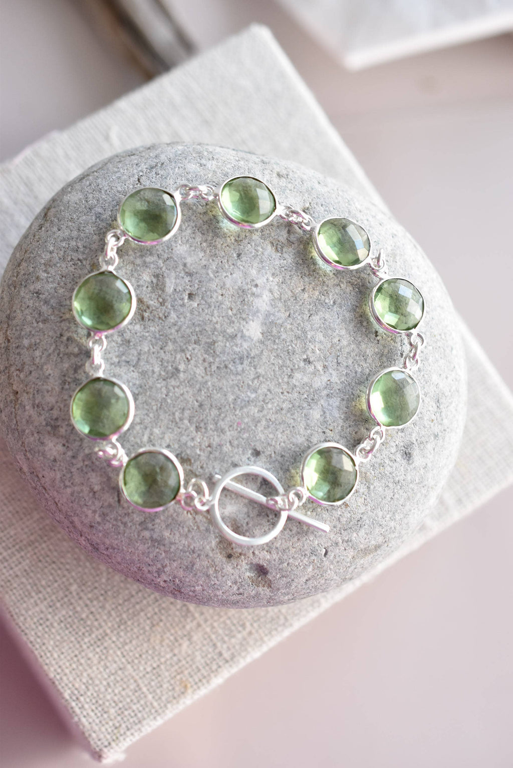 BRACELET - GREEN AMETHYST + Sterling Silver – Handcrafted Elegance