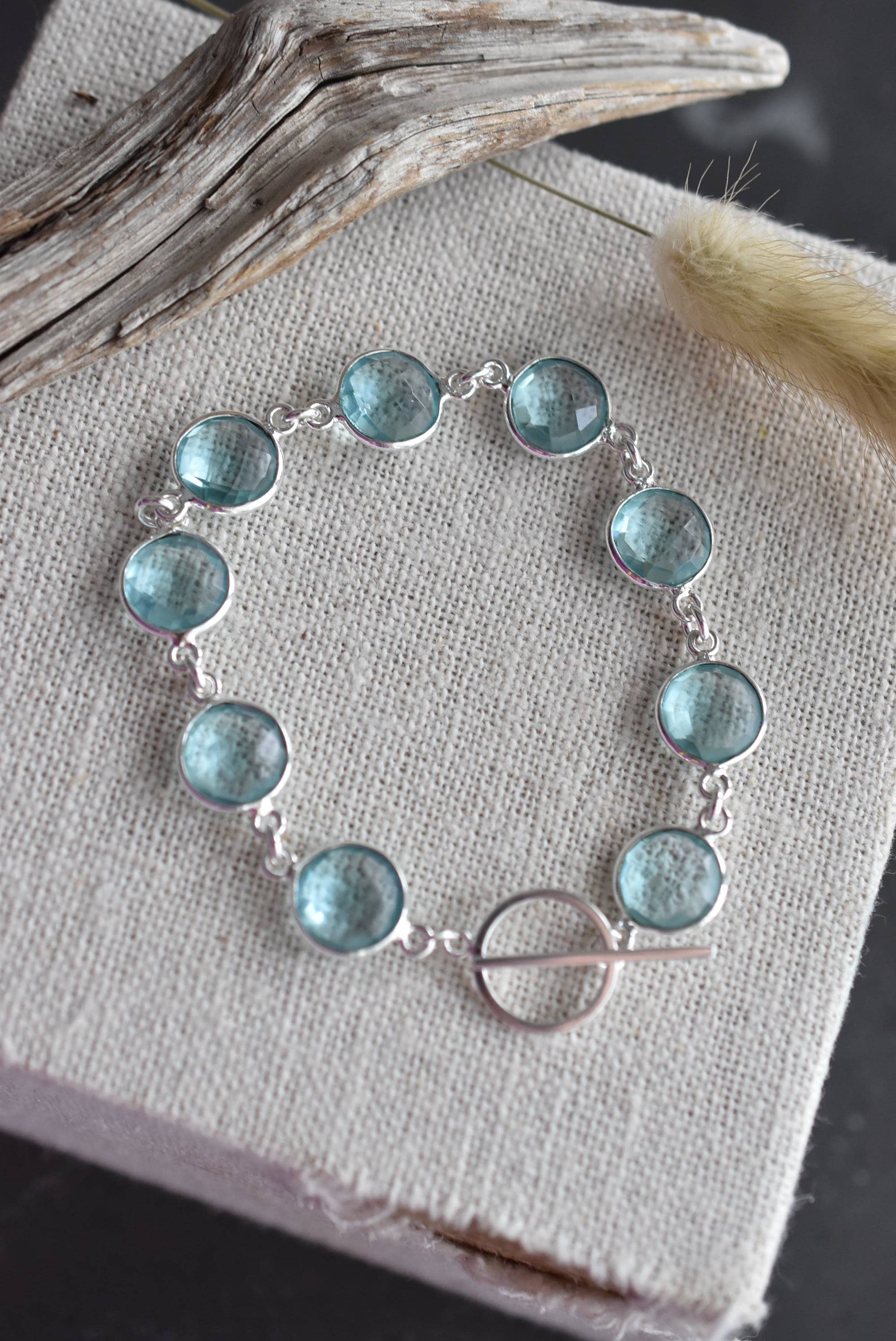 BRACELET - Luminous & Luxe Sky Blue Topaz +  Sterling Silver + Toggle